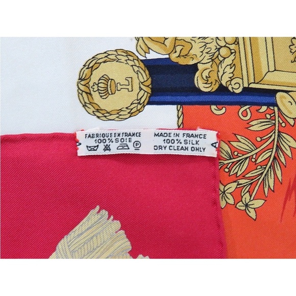Hermes Red and Gold Carriage Scarf - Picture 11 of 12